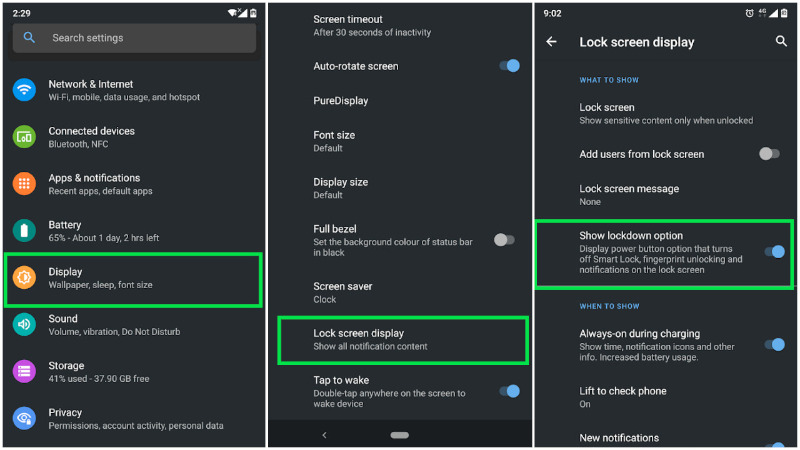 Lockdown Option Android